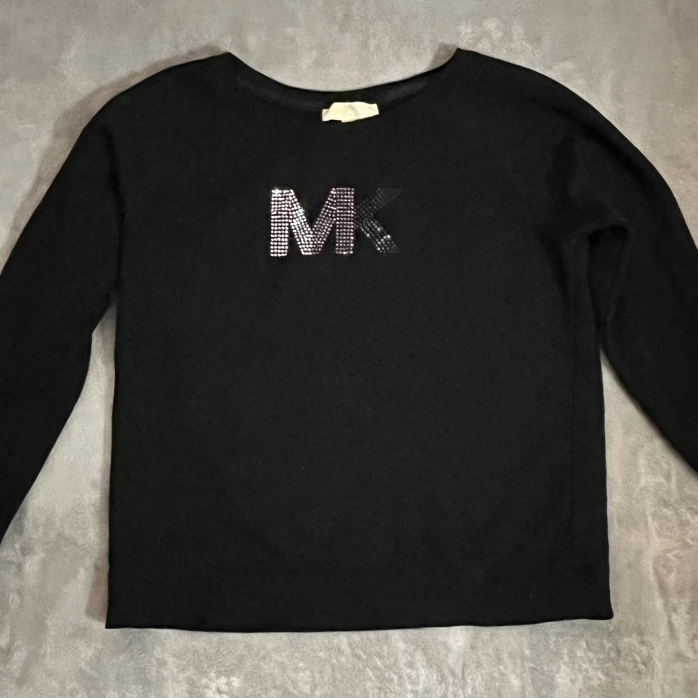 Michael Kors Black Long Sleeve Kids Tee with MK Logo